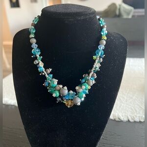 Cookie Lee Blue and Green Beaded Necklace